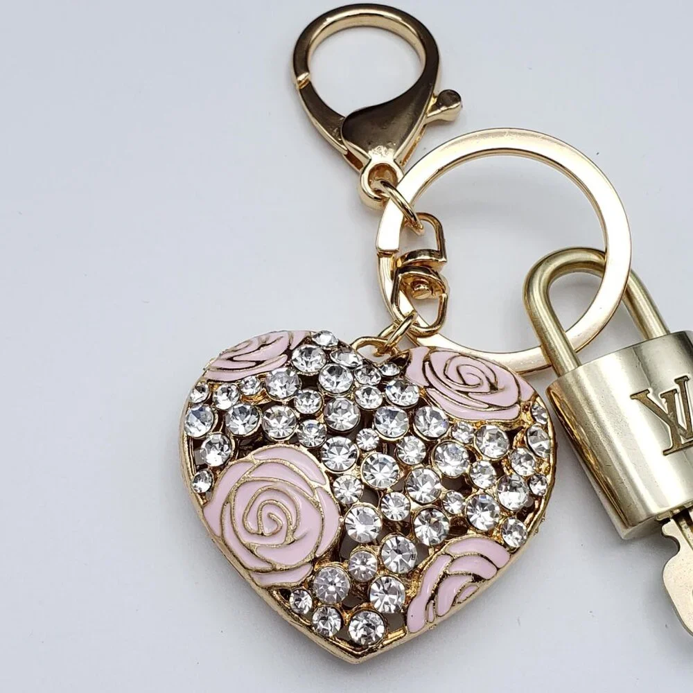 LV Gold Padlock & Key 🔒 Authentic Louis Vuitton Bag Unbranded Heart Charm